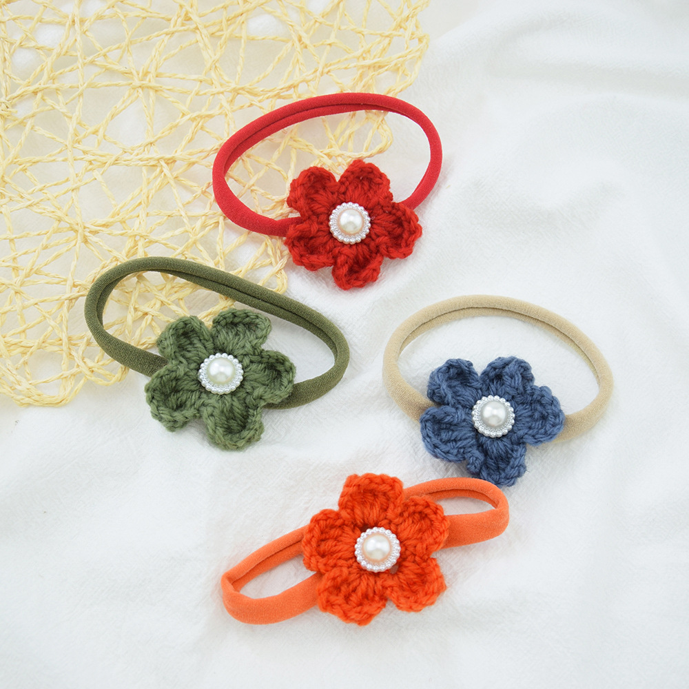Children's Nylon Hair Band Elastic Soft Headband Wool Flowers Headdress Baby Decorative Headdress Flower Infant Photo Headgear