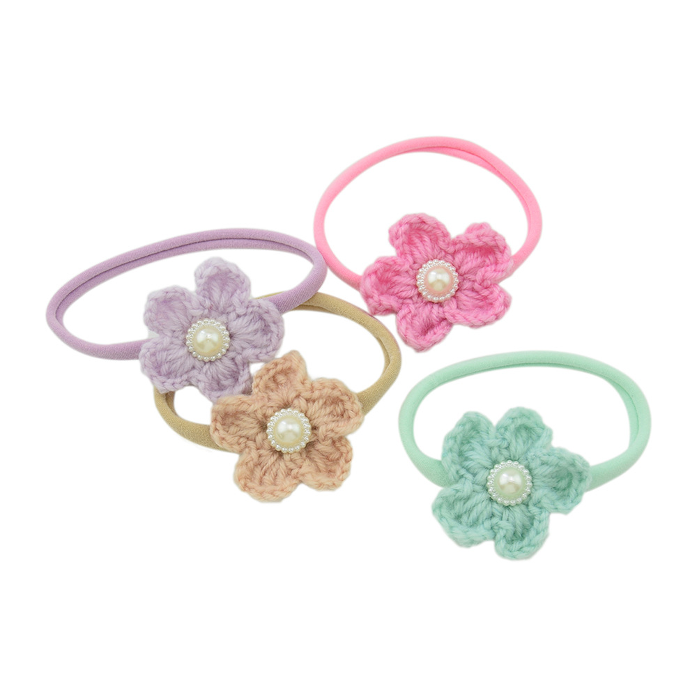 Children's Nylon Hair Band Elastic Soft Headband Wool Flowers Headdress Baby Decorative Headdress Flower Infant Photo Headgear