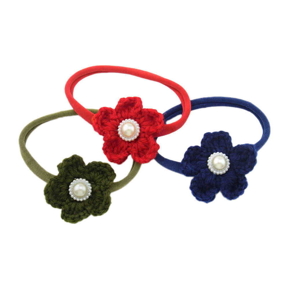 Children's Nylon Hair Band Elastic Soft Headband Wool Flowers Headdress Baby Decorative Headdress Flower Infant Photo Headgear