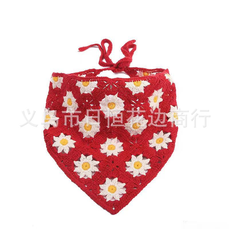 Tether Triangular Binder Headband Flowers Daisies Handmade Triangular Binder Cotton Shawl Clothing Decorative Headdress