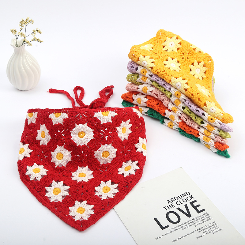 Tether Triangular Binder Headband Flowers Daisies Handmade Triangular Binder Cotton Shawl Clothing Decorative Headdress Tether Triangular Binder Headband Flowers Daisies Handmade Triangular Binder Cotton Shawl Clothing Decorative Headdress