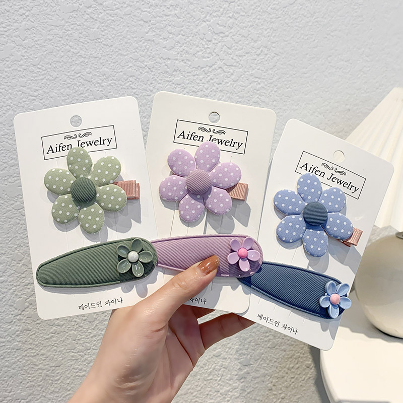 Sweet Flowers Cloth Hairpin 2-Piece Set Fresh BB Clip Sweet Girl&#039;s Hair Hoop Side Clip Mori Style Hair Accessories Headdress