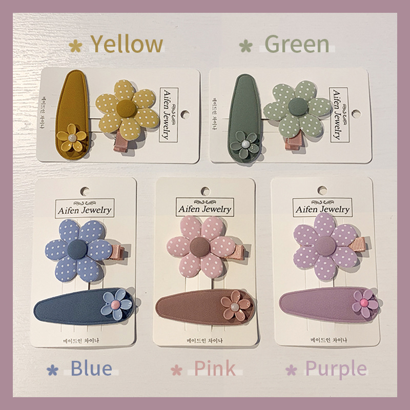 Sweet Flowers Cloth Hairpin 2-Piece Set Fresh BB Clip Sweet Girl&#039;s Hair Hoop Side Clip Mori Style Hair Accessories Headdress