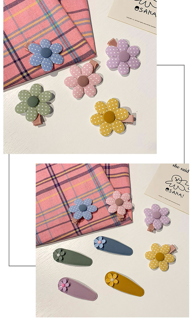 Sweet Flowers Cloth Hairpin 2-Piece Set Fresh BB Clip Sweet Girl's Hair Hoop Side Clip Mori Style Hair Accessories Headdress