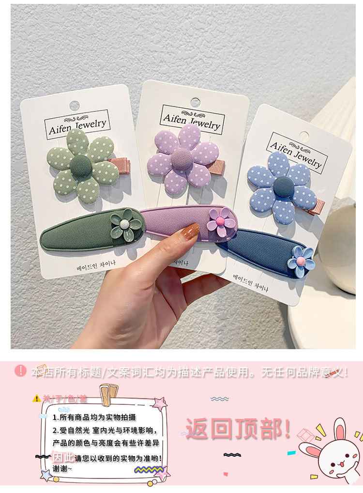 Sweet Flowers Cloth Hairpin 2-Piece Set Fresh BB Clip Sweet Girl's Hair Hoop Side Clip Mori Style Hair Accessories Headdress