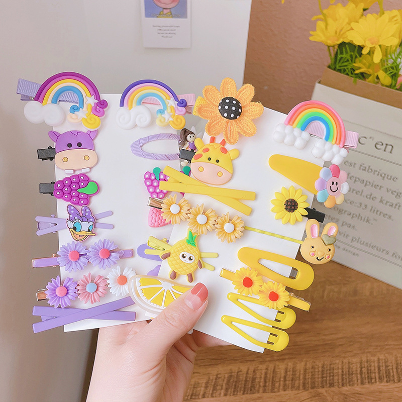 14-Piece Barrettes Baby Shredded Hair Side Clip Hair Accessories Girl&#039;s Hairpin Korean Flowers Cute Little Girl Headdress