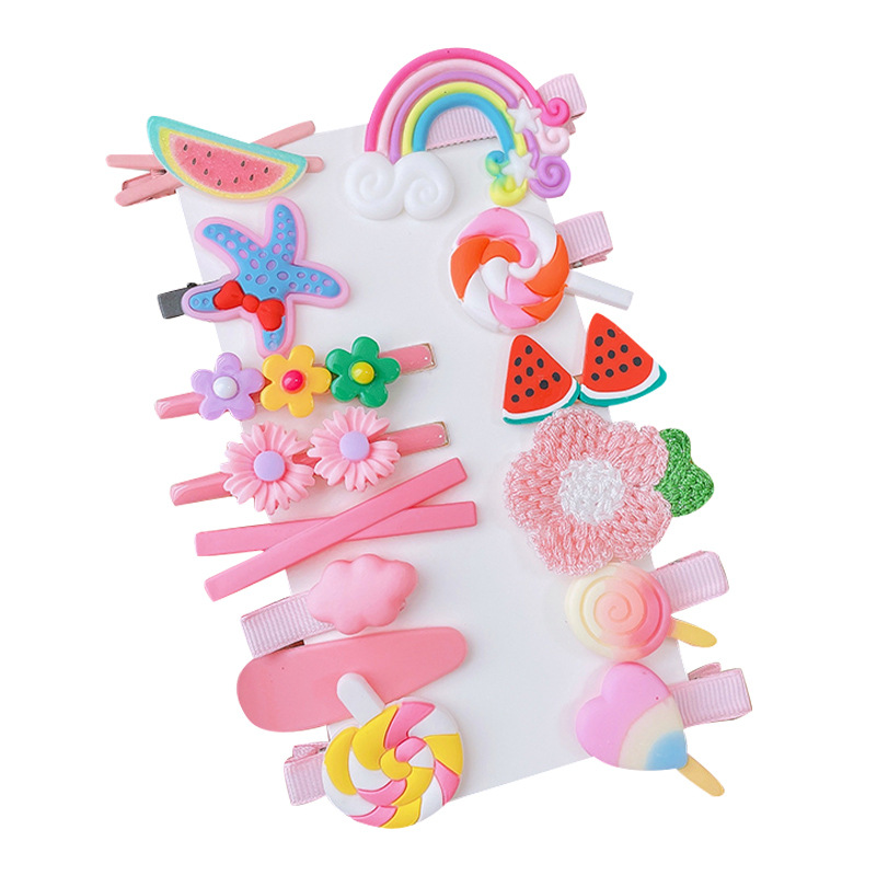 14-Piece Barrettes Baby Shredded Hair Side Clip Hair Accessories Girl&#039;s Hairpin Korean Flowers Cute Little Girl Headdress