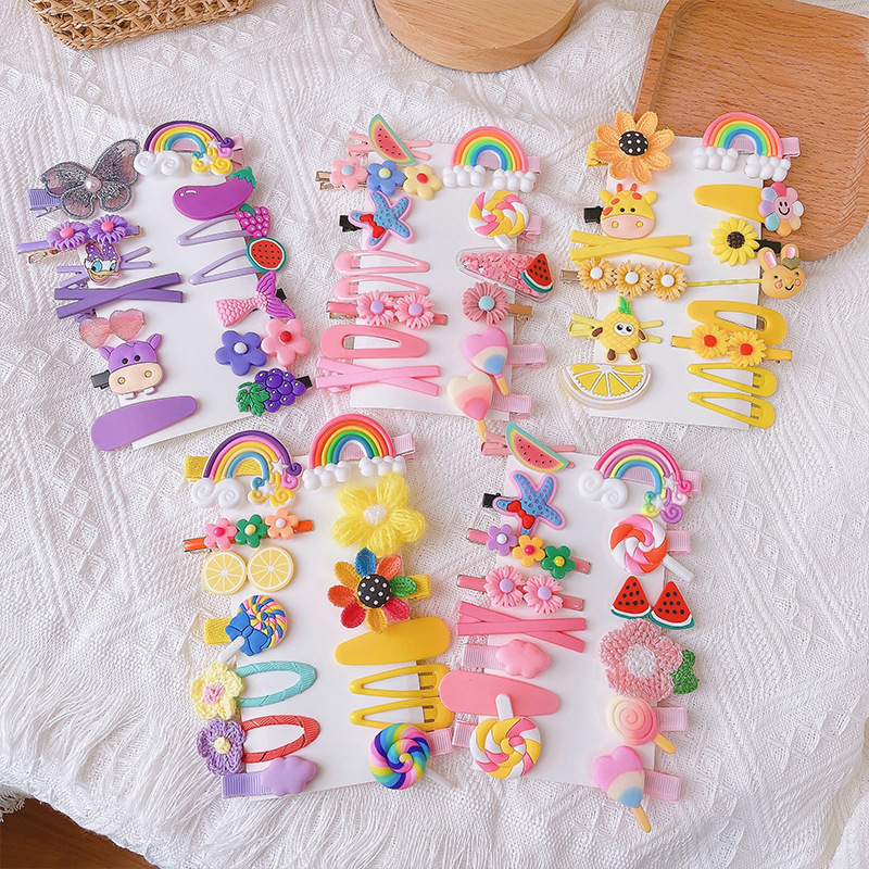 14-Piece Barrettes Baby Shredded Hair Side Clip Hair Accessories Girl&#039;s Hairpin Korean Flowers Cute Little Girl Headdress