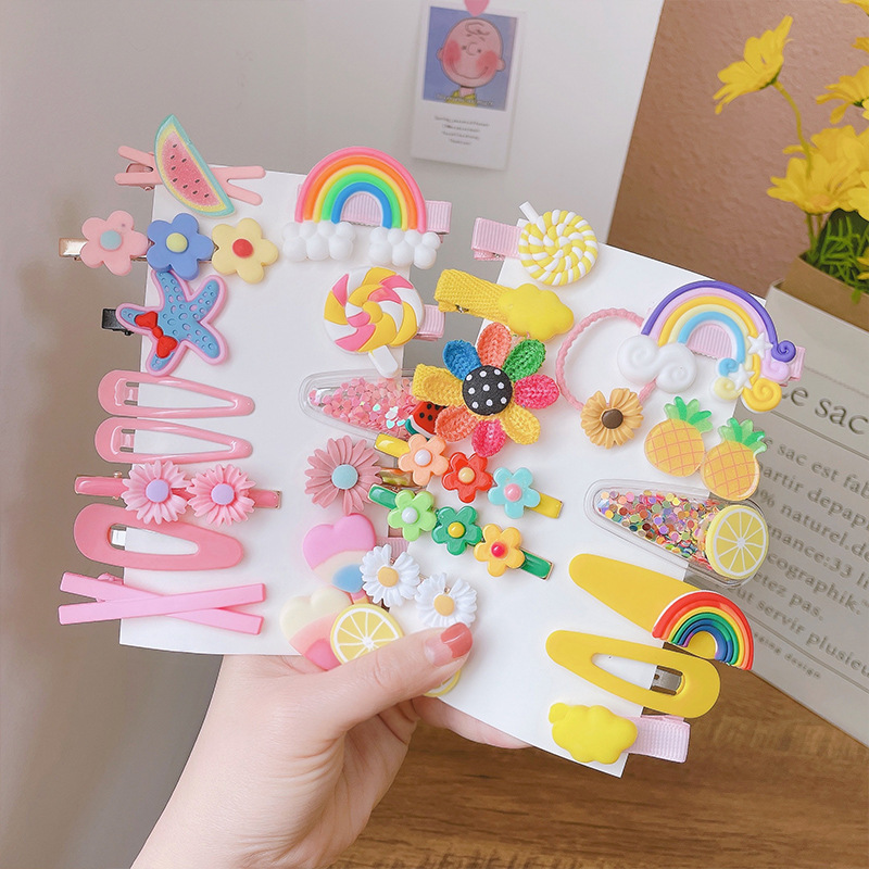 14-Piece Barrettes Baby Shredded Hair Side Clip Hair Accessories Girl&#039;s Hairpin Korean Flowers Cute Little Girl Headdress