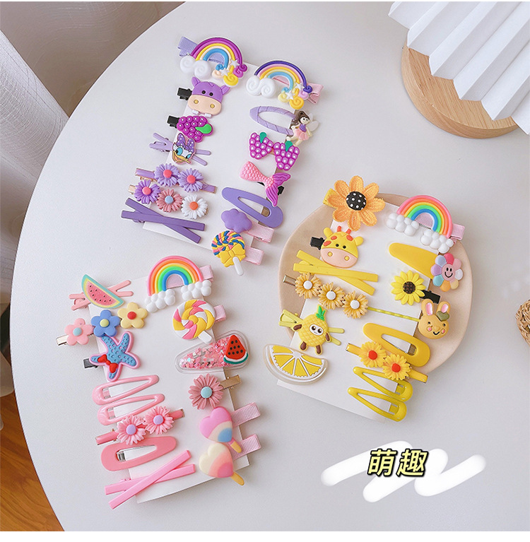 14-Piece Barrettes Baby Shredded Hair Side Clip Hair Accessories Girl's Hairpin Korean Flowers Cute Little Girl Headdress
