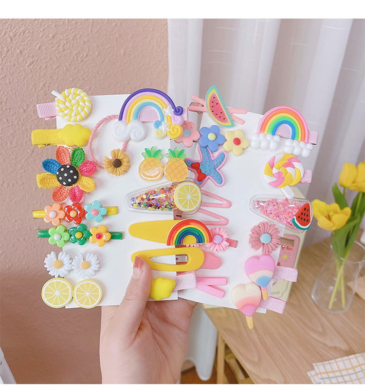 14-Piece Barrettes Baby Shredded Hair Side Clip Hair Accessories Girl's Hairpin Korean Flowers Cute Little Girl Headdress