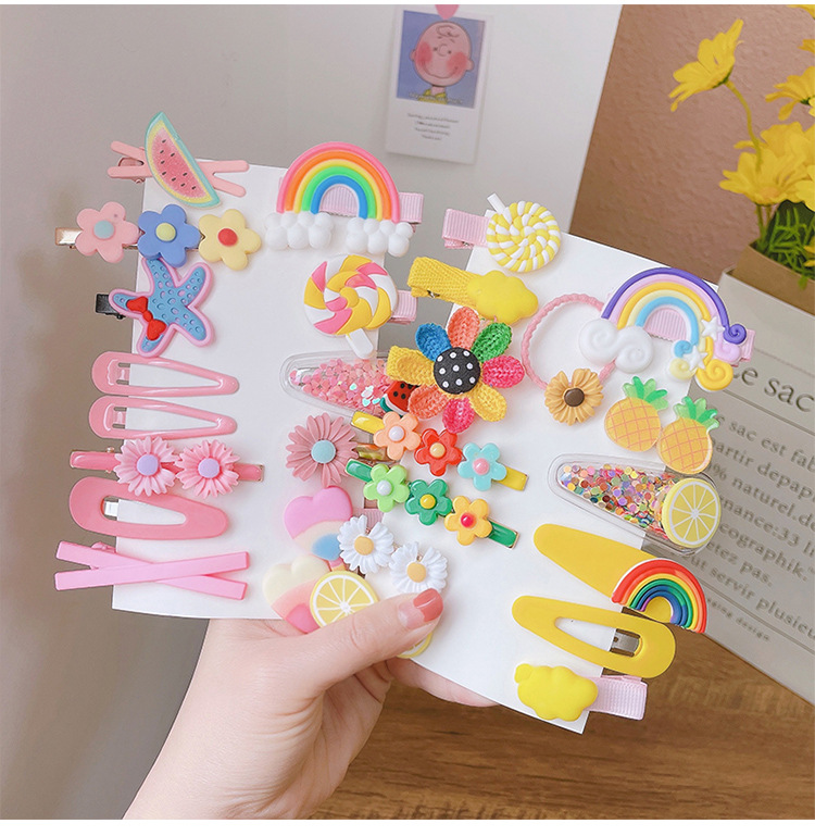 14-Piece Barrettes Baby Shredded Hair Side Clip Hair Accessories Girl's Hairpin Korean Flowers Cute Little Girl Headdress