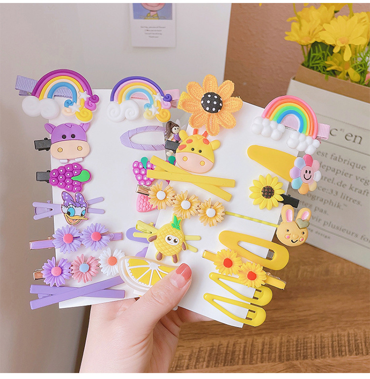 14-Piece Barrettes Baby Shredded Hair Side Clip Hair Accessories Girl's Hairpin Korean Flowers Cute Little Girl Headdress