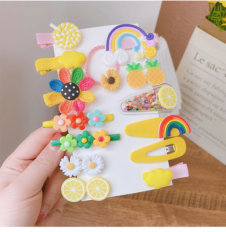 14-Piece Barrettes Baby Shredded Hair Side Clip Hair Accessories Girl's Hairpin Korean Flowers Cute Little Girl Headdress