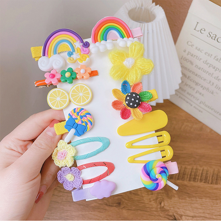 14-Piece Barrettes Baby Shredded Hair Side Clip Hair Accessories Girl's Hairpin Korean Flowers Cute Little Girl Headdress