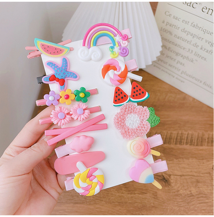 14-Piece Barrettes Baby Shredded Hair Side Clip Hair Accessories Girl's Hairpin Korean Flowers Cute Little Girl Headdress