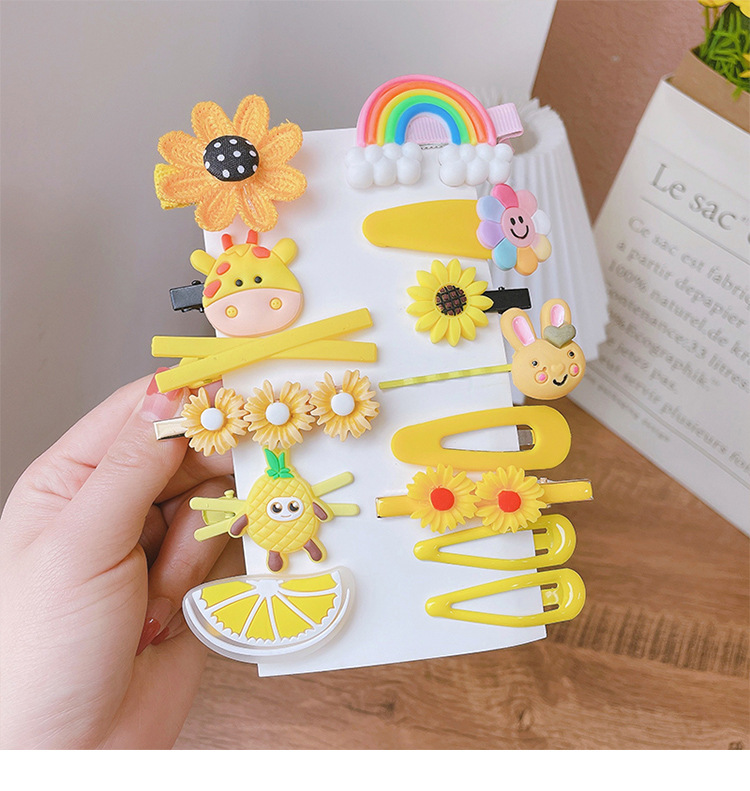 14-Piece Barrettes Baby Shredded Hair Side Clip Hair Accessories Girl's Hairpin Korean Flowers Cute Little Girl Headdress