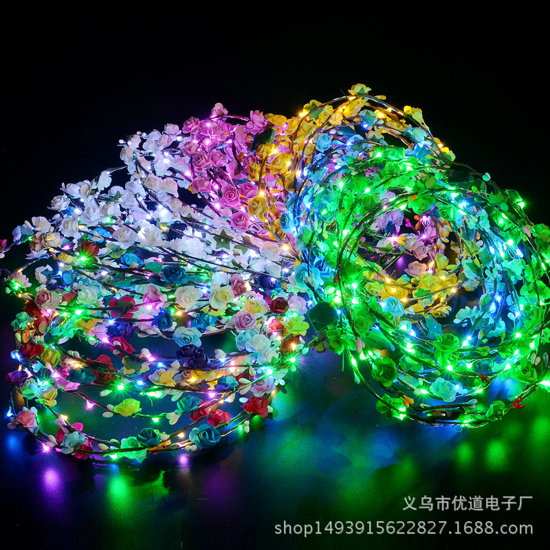 Ten Lights Ten Flowers Flash Luminous Garland Headdress Hair Hoop LED Lights Night Market Stall Hot Sale Hot Toys Children