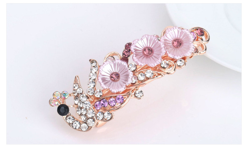 Small Korean Style Rhinestone Peacock Hairpin Headdress Women's Simple All-Match Flowers Head Clip Stall Supply Wholesale