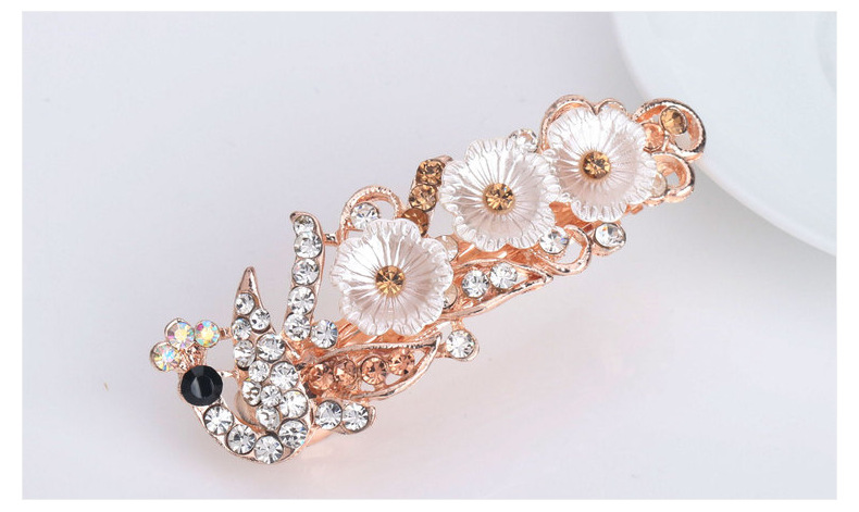 Small Korean Style Rhinestone Peacock Hairpin Headdress Women's Simple All-Match Flowers Head Clip Stall Supply Wholesale
