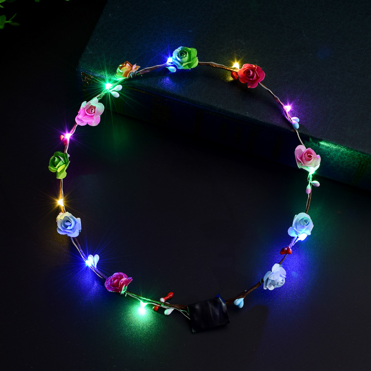 Ten Lights Ten Flowers Flash Luminous Garland Headdress Hair Hoop LED Lights Night Market Stall Hot Sale Hot Toys Children