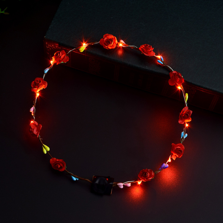 Ten Lights Ten Flowers Flash Luminous Garland Headdress Hair Hoop LED Lights Night Market Stall Hot Sale Hot Toys Children