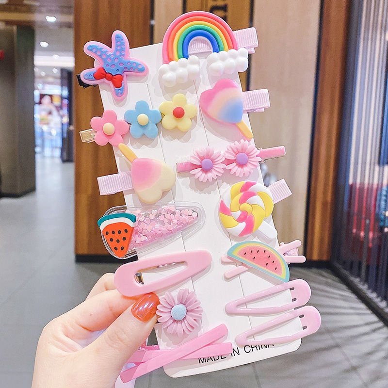 14-Piece Barrettes Baby Shredded Hair Side Clip Hair Accessories Girl's Hairpin Korean Flowers Little Girl Headdress Dq11