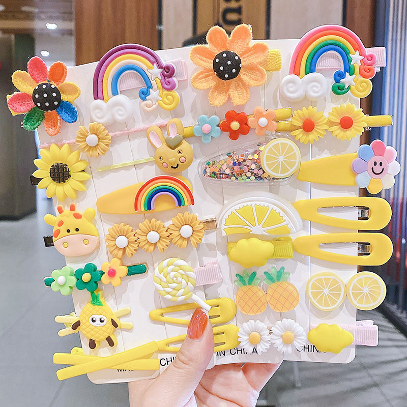 14-Piece Barrettes Baby Shredded Hair Side Clip Hair Accessories Girl's Hairpin Korean Flowers Little Girl Headdress Dq11