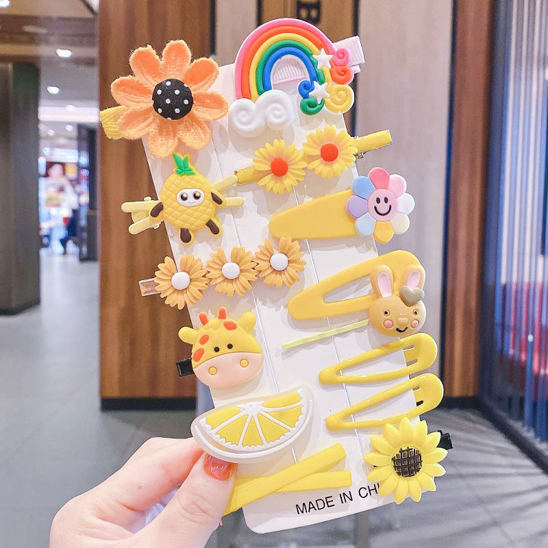 14-Piece Barrettes Baby Shredded Hair Side Clip Hair Accessories Girl's Hairpin Korean Flowers Little Girl Headdress Dq11