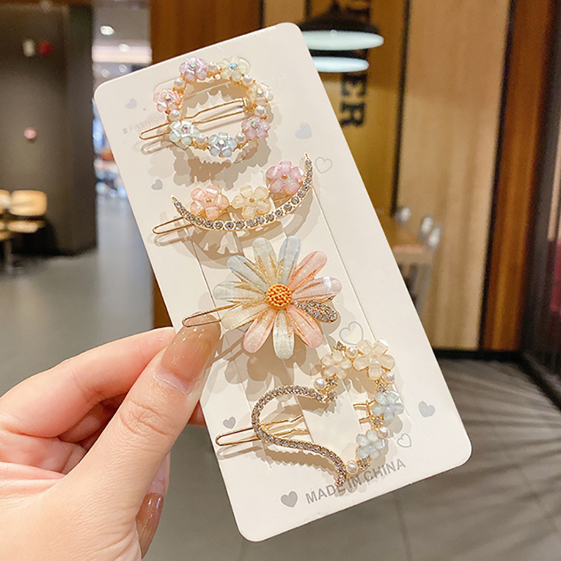 INS Girl Mori Super Fairy Flowers Hairpin South Korea Simple Hair Clip Internet Celebrity Bang Side Clip Top Clip Headdress