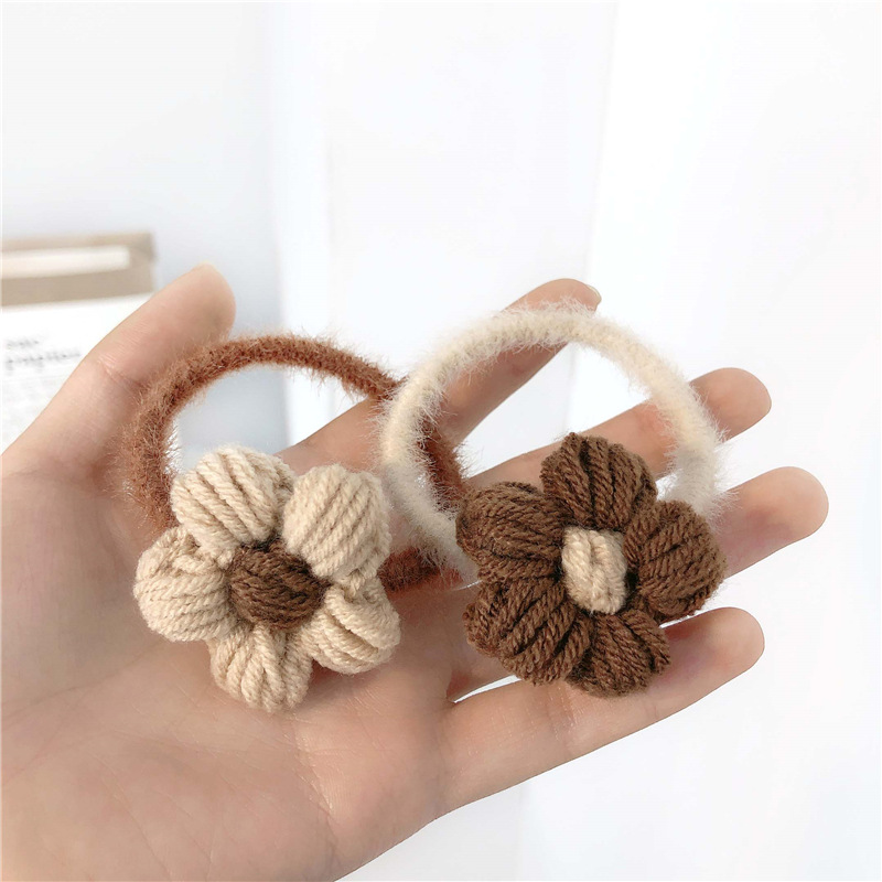 Flower Milk Tea Coffee Color Series Wool Flowers Headband Good-looking Fairy Hair Ring Fashion All-Match Highly Elastic Hair Rope Headdress Flower Milk Tea Coffee Color Series Wool Flowers Headband Good-looking Fairy Hair Ring Fashion All-Match Highly Elastic Hair Rope Headdress