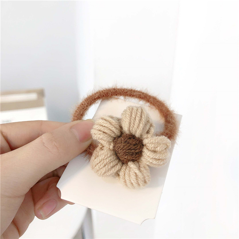 Flower Milk Tea Coffee Color Series Wool Flowers Headband Good-looking Fairy Hair Ring Fashion All-Match Highly Elastic Hair Rope Headdress Flower Milk Tea Coffee Color Series Wool Flowers Headband Good-looking Fairy Hair Ring Fashion All-Match Highly Elastic Hair Rope Headdress