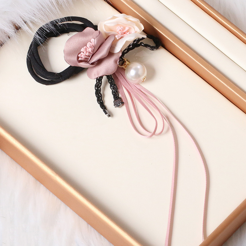 Korean Style Lounger Hair Device Hair Band Super Fairy Flowers Tie up a Bun Hairstyle Pearl Hair Bun Artifact Headdress Wholesale