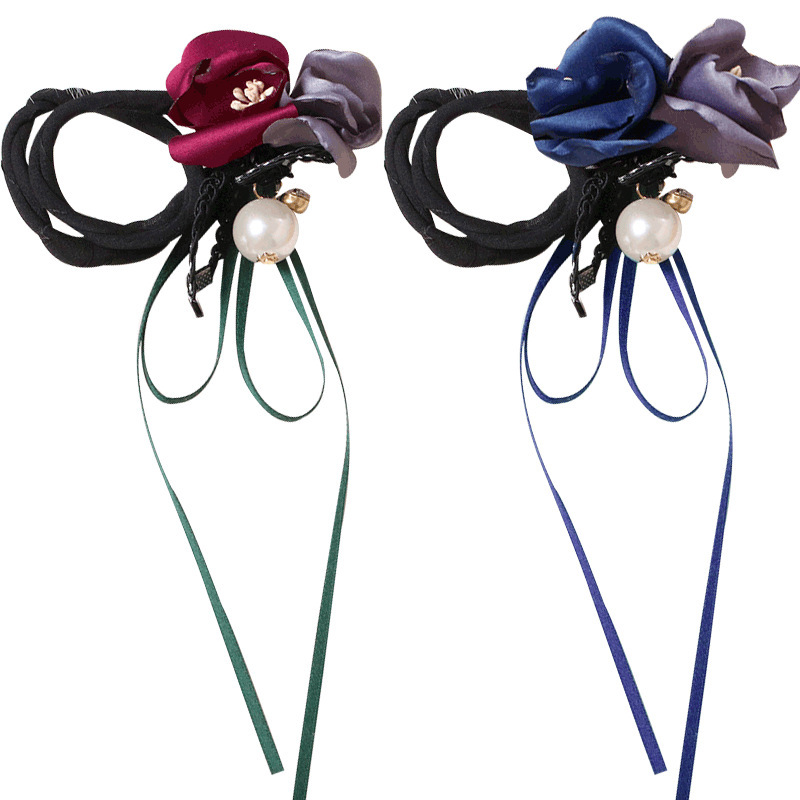 Korean Style Lounger Hair Device Hair Band Super Fairy Flowers Tie up a Bun Hairstyle Pearl Hair Bun Artifact Headdress Wholesale