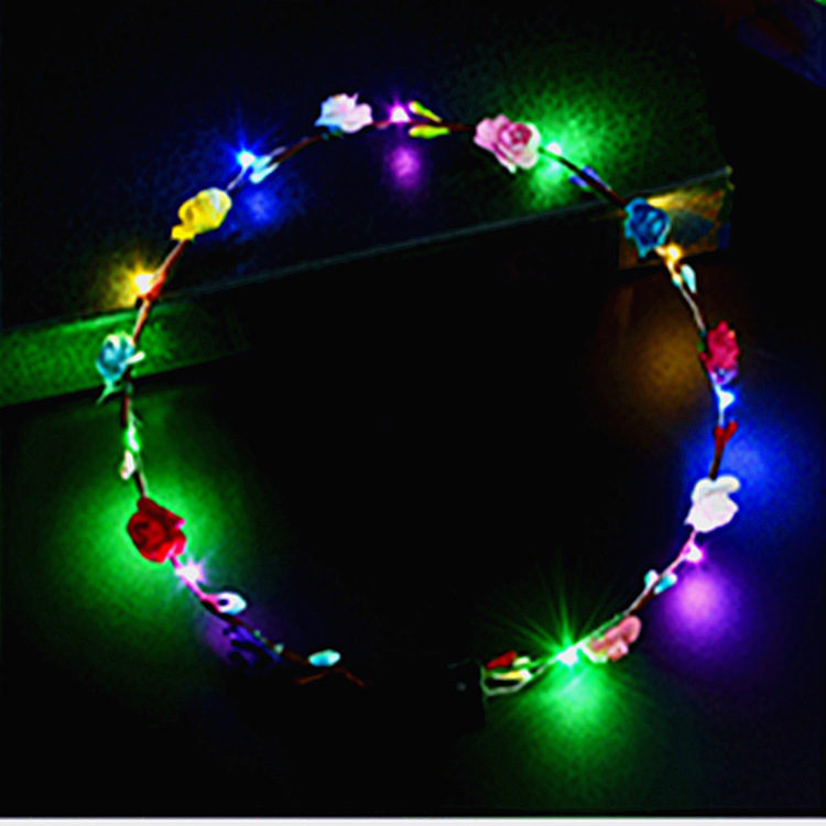 Ten Flowers Ten Lights Garland Led Luminous Garland Headdress Hawaii Wreath Travel Night Market Children&#039;s Toy Stall