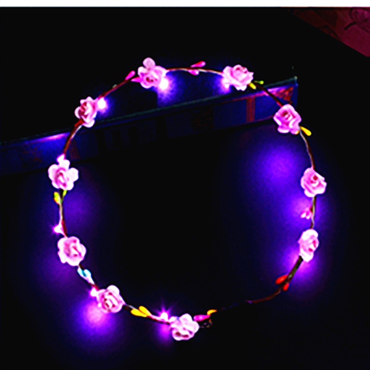 Ten Flowers Ten Lights Garland Led Luminous Garland Headdress Hawaii Wreath Travel Night Market Children&#039;s Toy Stall