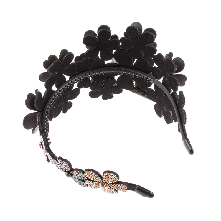 Headband Women's Three-Dimensional Flower Wide-Edge Rhinestone Large Headband High-End Rhinestone-Encrusted Color Non-Slip Hairpin Mori Style Hundred Flowers Headdress Headband Women's Three-Dimensional Flower Wide-Edge Rhinestone Large Headband High-End Rhinestone-Encrusted Color Non-Slip Hairpin Mori Style Hundred Flowers Headdress