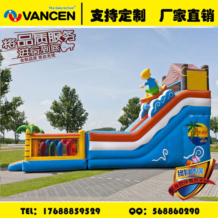 Bouncy castle is a custom-made children&#039;s snowboard-themed bouncy slide