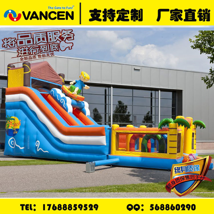 Bouncy castle is a custom-made children&#039;s snowboard-themed bouncy slide