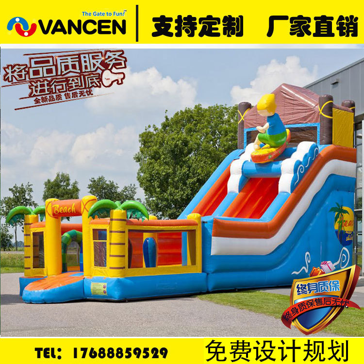 Bouncy castle is a custom-made children&#039;s snowboard-themed bouncy slide