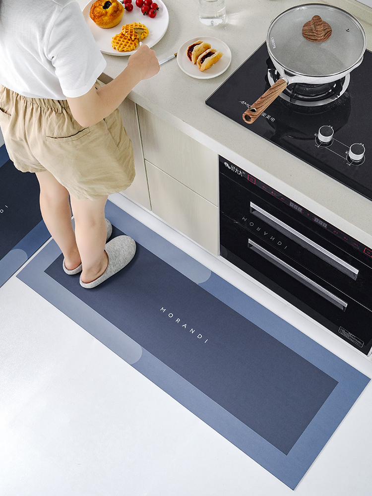 Kitchen Floor Mat Carpet Washable Erasable Carpet Oil-Proof Waterproof Non-Slip Absorbent Floor Mat Stain-Resistant Bouncy Rubber Pad