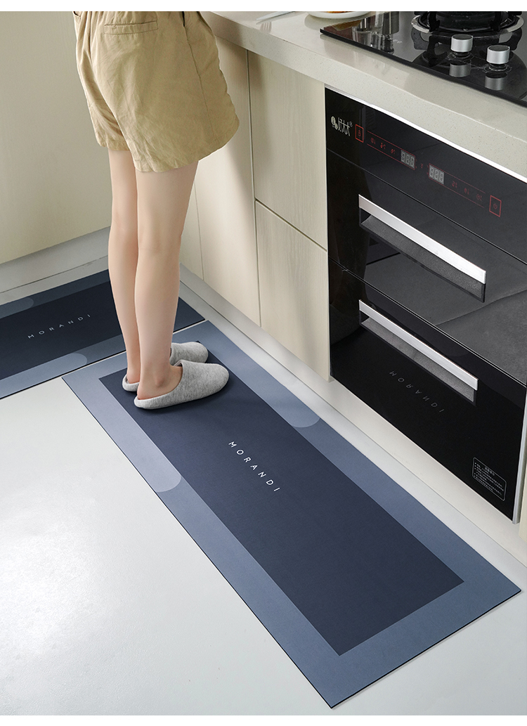 Kitchen Floor Mat Carpet Washable Erasable Carpet Oil-Proof Waterproof Non-Slip Absorbent Floor Mat Stain-Resistant Bouncy Rubber Pad