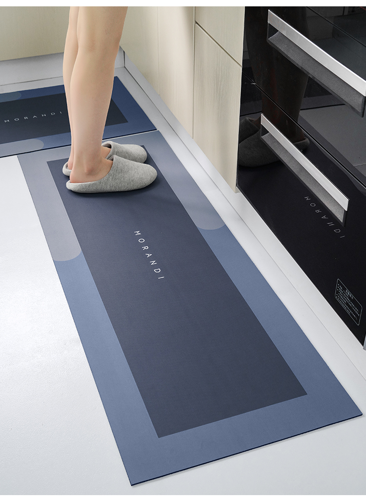 Kitchen Floor Mat Carpet Washable Erasable Carpet Oil-Proof Waterproof Non-Slip Absorbent Floor Mat Stain-Resistant Bouncy Rubber Pad