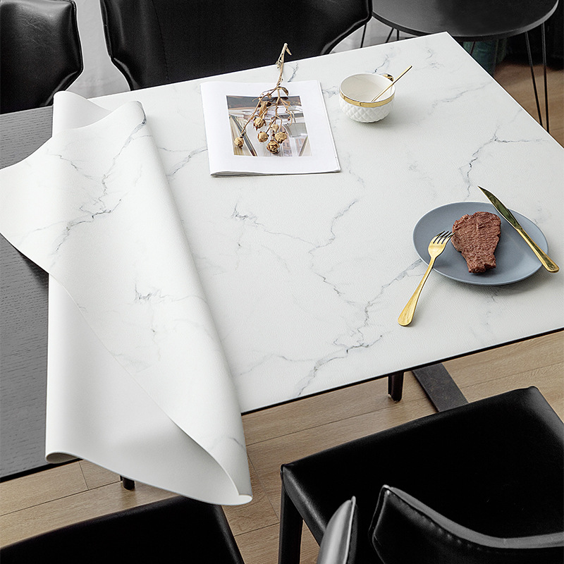 Bouncy Silicone Desk Mat Imitation Nordic Marbling Tablecloth Waterproof Oil-Proof Disposable Dining Table Cushion PVC Anti-Scald Tea Table Cloth