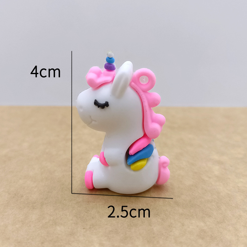 DIY Cute Bouncy Colorful Sitting Unicorn Pony Rainbow Resin Jewelry Accessories Keychain Hanging Price Wholesale