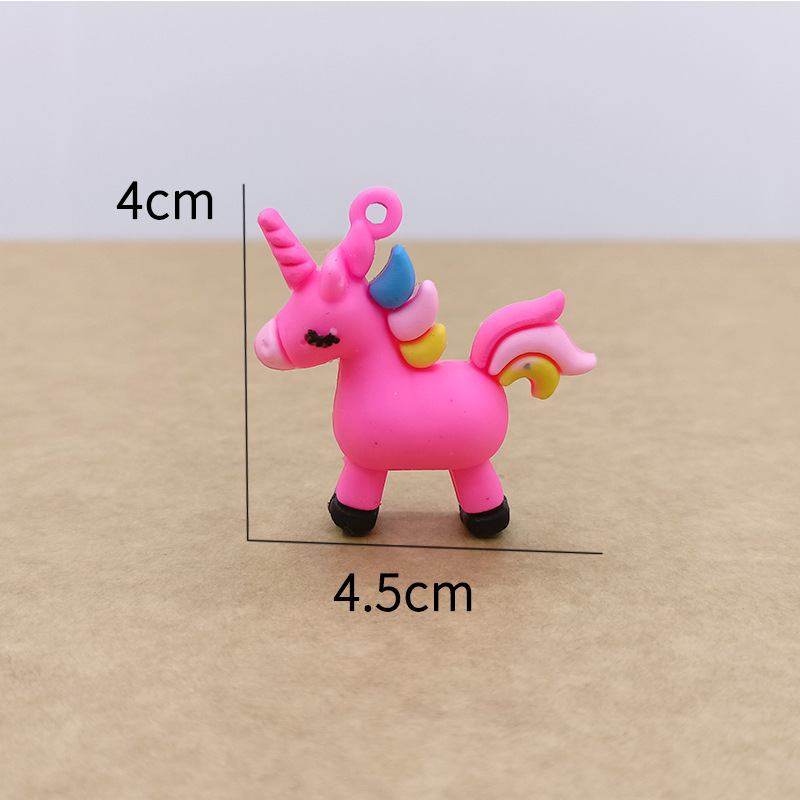 DIY Cute Bouncy Colorful Sitting Unicorn Pony Rainbow Resin Jewelry Accessories Keychain Hanging Price Wholesale