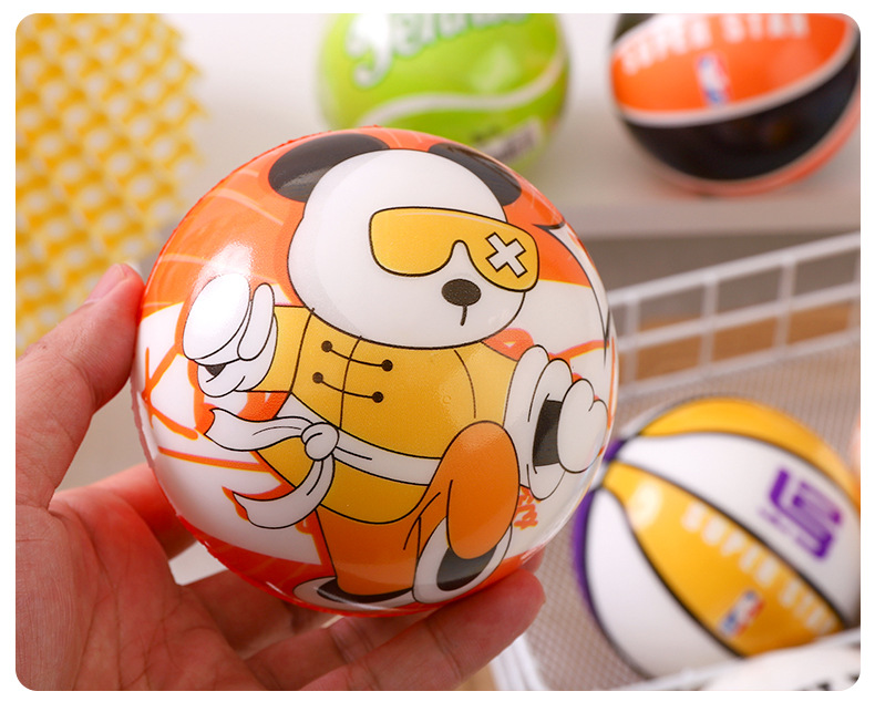 Large Size 10cm Elastic Ball Children Student Slap Small Basketball Cartoon Print Bouncing Ball Children Pu Bouncy Ball