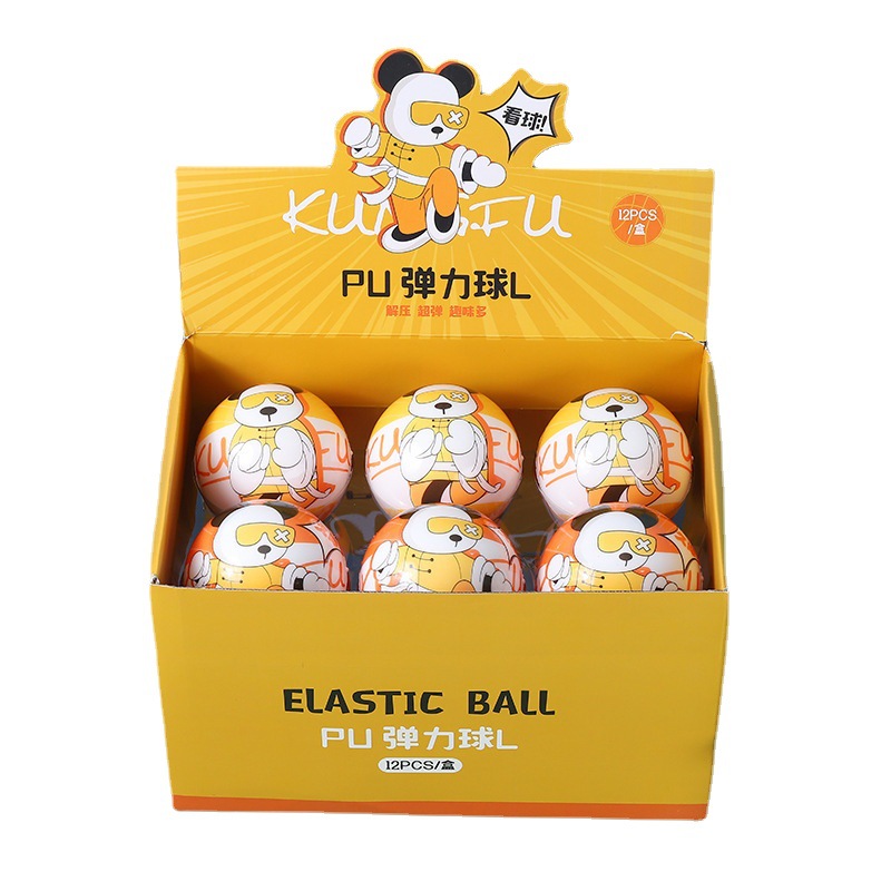 Large Size 10cm Elastic Ball Children Student Slap Small Basketball Cartoon Print Bouncing Ball Children Pu Bouncy Ball