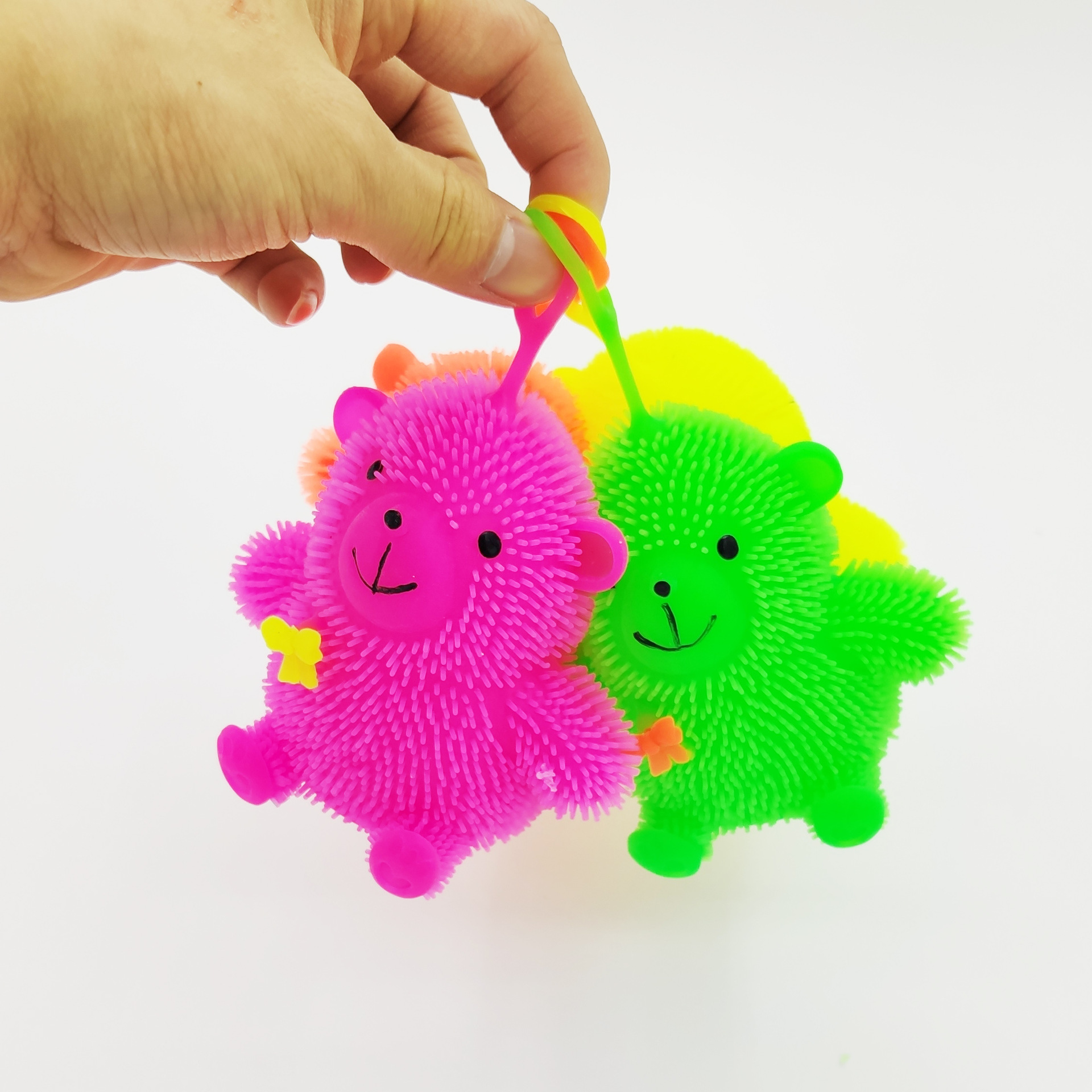 Bear Bear flash fur ball sit Bear bow tie Bear fur ball shine fur ball soft glue release bouncy ball