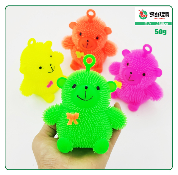 Bear Bear flash fur ball sit Bear bow tie Bear fur ball shine fur ball soft glue release bouncy ball